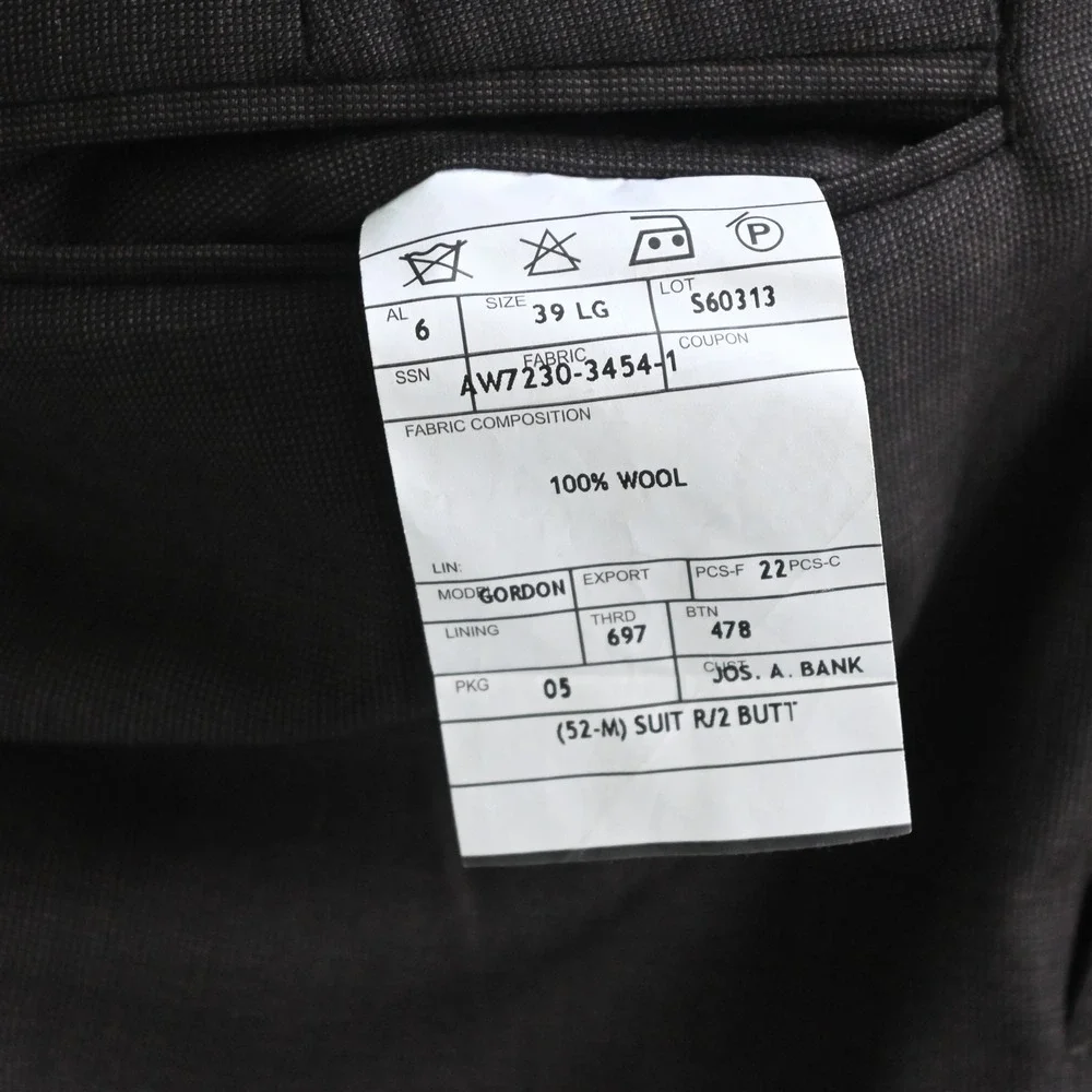 Jos. A.‎ Bank 44L 36x32 Brown 100% Wool Gordon Mens Jacket Pants Suit